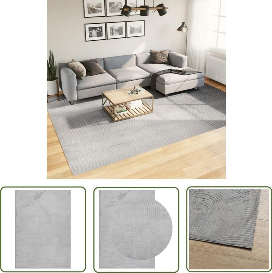 The Living Store Vloerkleed IZA laagpolig Scandinavisch 240x340 cm grijs Vloerkleed Tapijt Grijs Vloerkleed Modern Vloerkleed Scandinavisch Vloerkleed