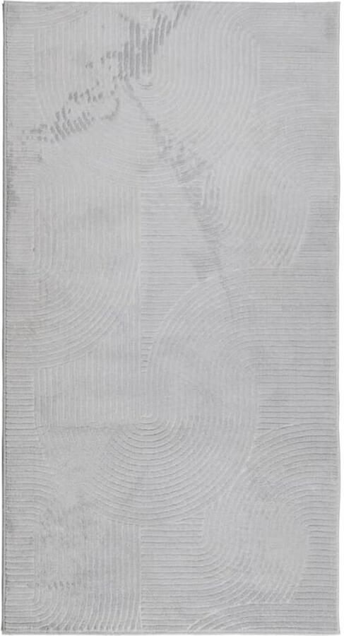 The Living Store Vloerkleed IZA laagpolig Scandinavisch 80x150 cm grijs Vloerkleed Geometrisch Vloerkleed Grijs Vloerkleed Polyester Vloerkleed 3d Vloerkleed