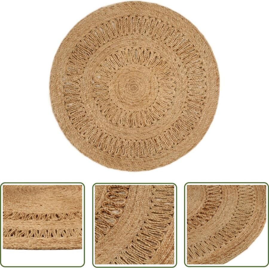 The Living Store Vloerkleed Jute 90 cm 3000 g mÂ² Natuurlijke jute Handgemaakt
