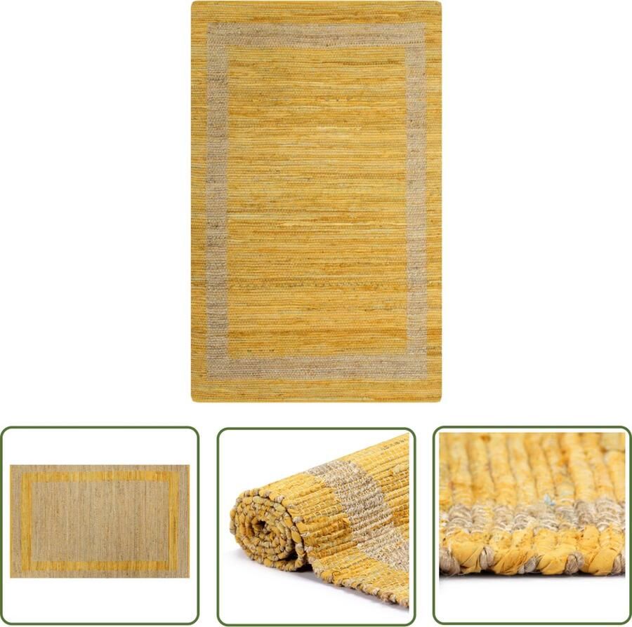The Living Store Vloerkleed handgemaakt 120x180 cm jute geel Vloerkleed