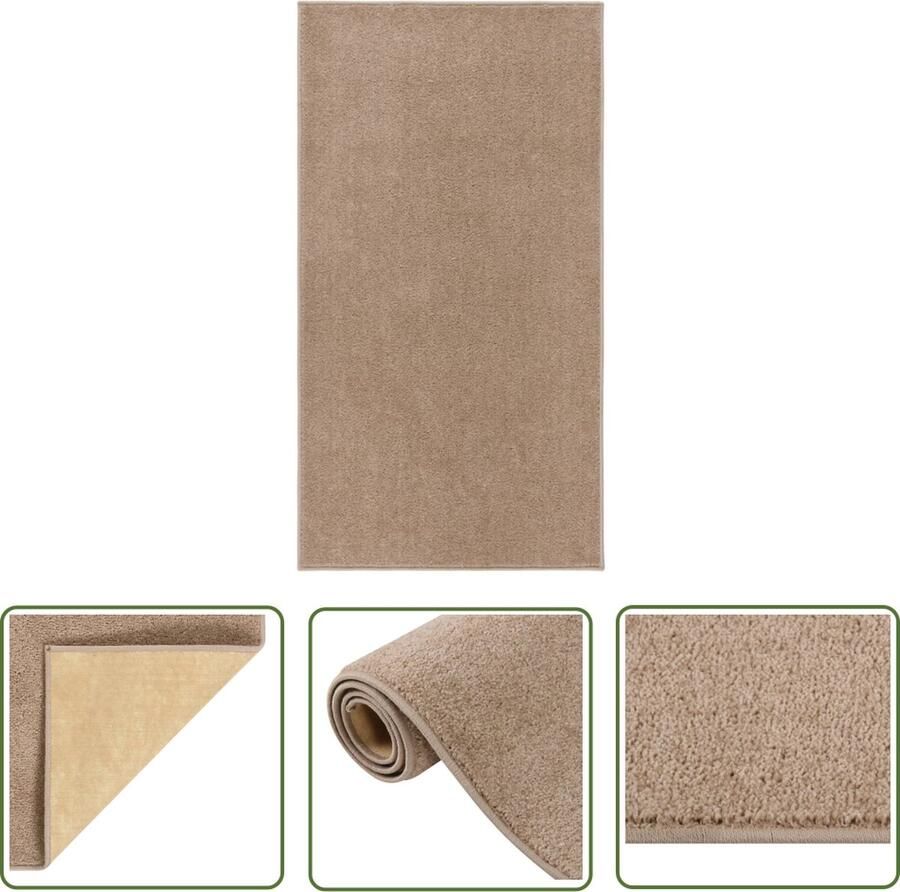 The Living Store Vloerkleed Bruin 80 x 150 cm 100% PP 10 mm poolhoogte Vloerkleed Bruin Vloerkleed Korte Pol Vloerkleed Polypropylene Vloerkleed Anti-allergisch Vloerkleed