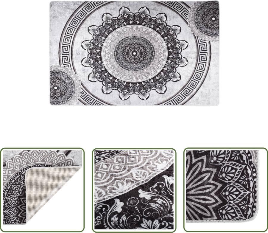 The Living Store Vloerkleed Meerkleurig 120 x 170 cm Zacht fluweel Anti-slip Geluidsreducerend