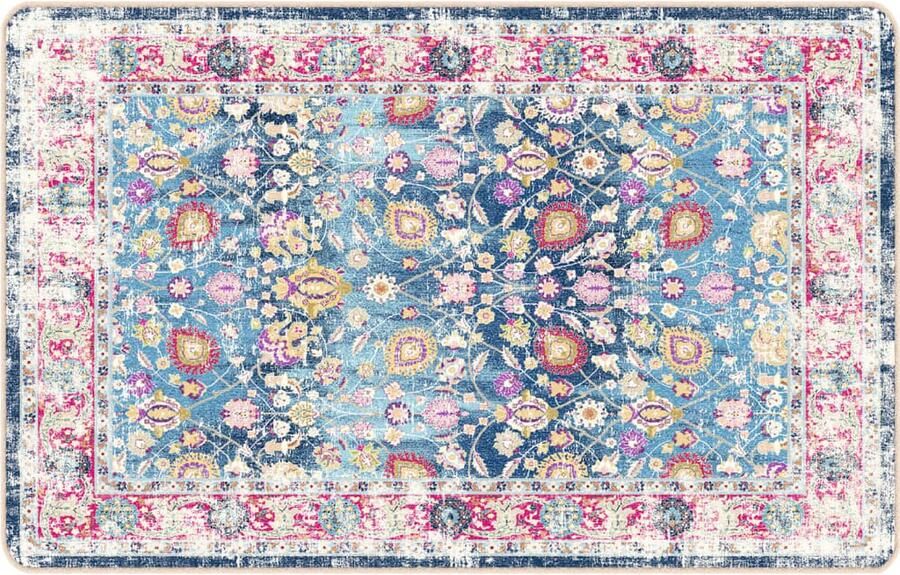 The Living Store Vloerkleed Meerkleurig 190 x 300 cm 100% polyester Fluweel Geluidsabsorberend Vloerkleed Fluweel Anti Slip Geluidsisolatie Wasbaar - Foto 2