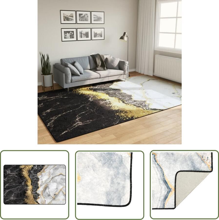 The Living Store Vloerkleed Meerkleurig 190 x 300 cm Zacht fluweel Anti-slip Geluidsabsorberend Vloerkleed Multikleuren Vloerkleed Fluweel Vloerkleed Anti Slip Vloerkleed Geluidsreducerende Vloerkleed - Foto 3