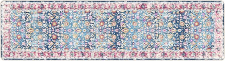 The Living Store Vloerkleed meerkleurig 80 x 300 cm Zacht fluwelen tapijt met anti-slipbodem Vloerkleed Tapijten Multicoloured Rug Pluche Vloerkleed Anti Slip Vloerkleed - Foto 2