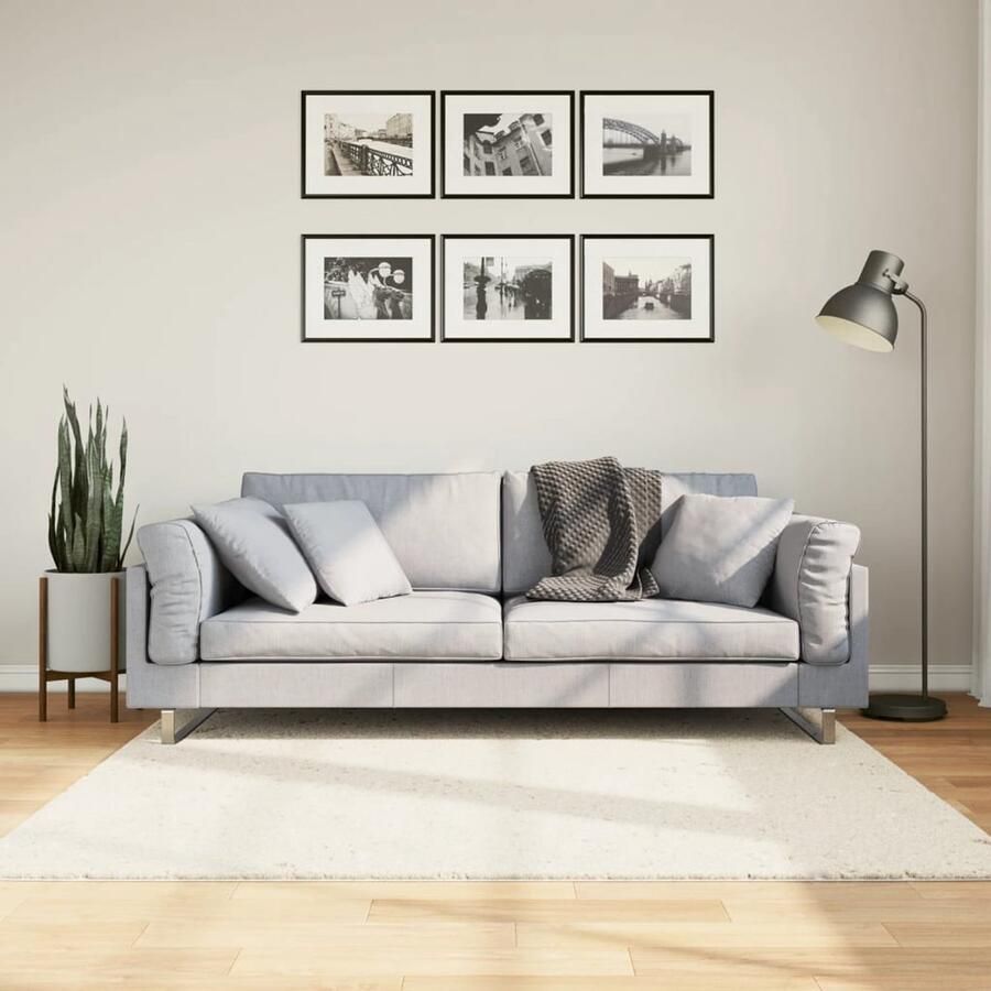 The Living Store Vloerkleed OVIEDO laagpolig 160x160 cm beige Vloerkleed Tapijten Beige Vloerkleed Polyester Vloerkleed Living Room Decor