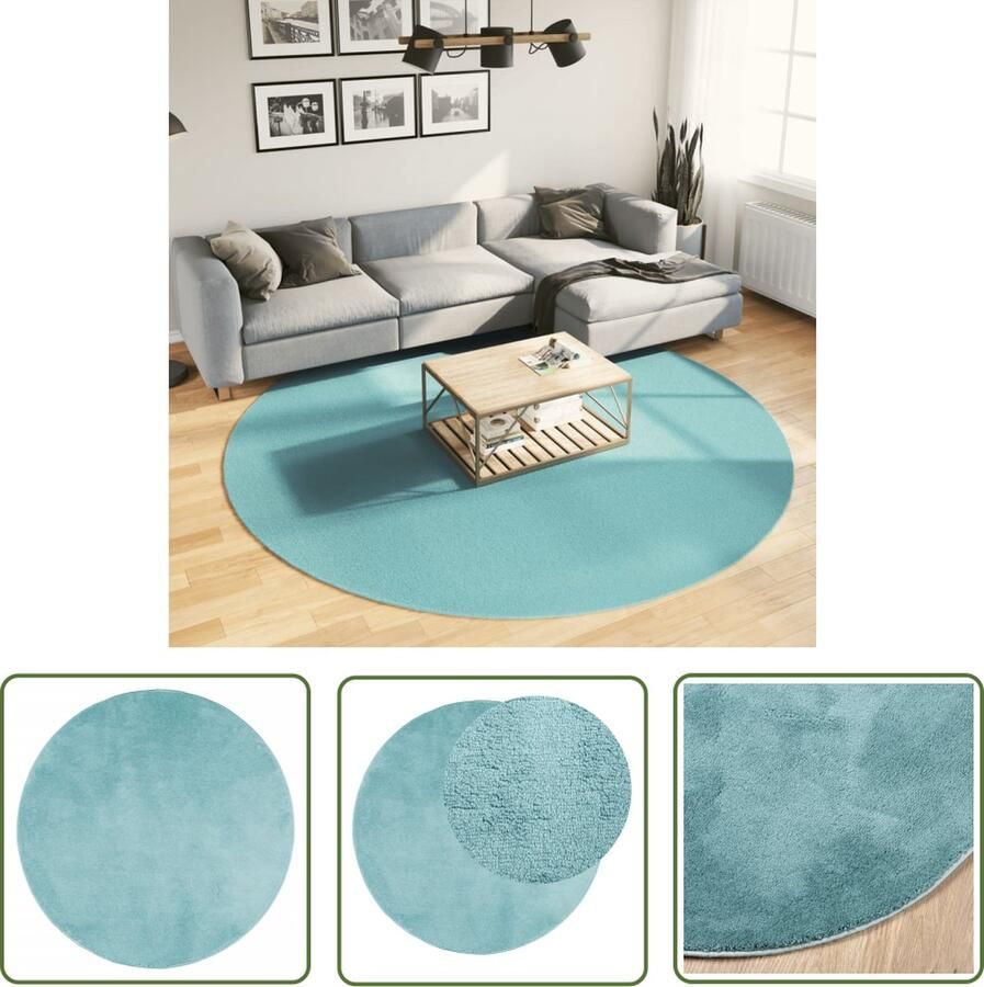 The Living Store OVIEDO Vloerkleed 240 cm diameter Groen Polyester 100% OEKO-TEX Getest Vloerkleed Groene Vloerkleed Ronde Vloerkleed Polyester Vloerkleed Zacht Vloerkleed