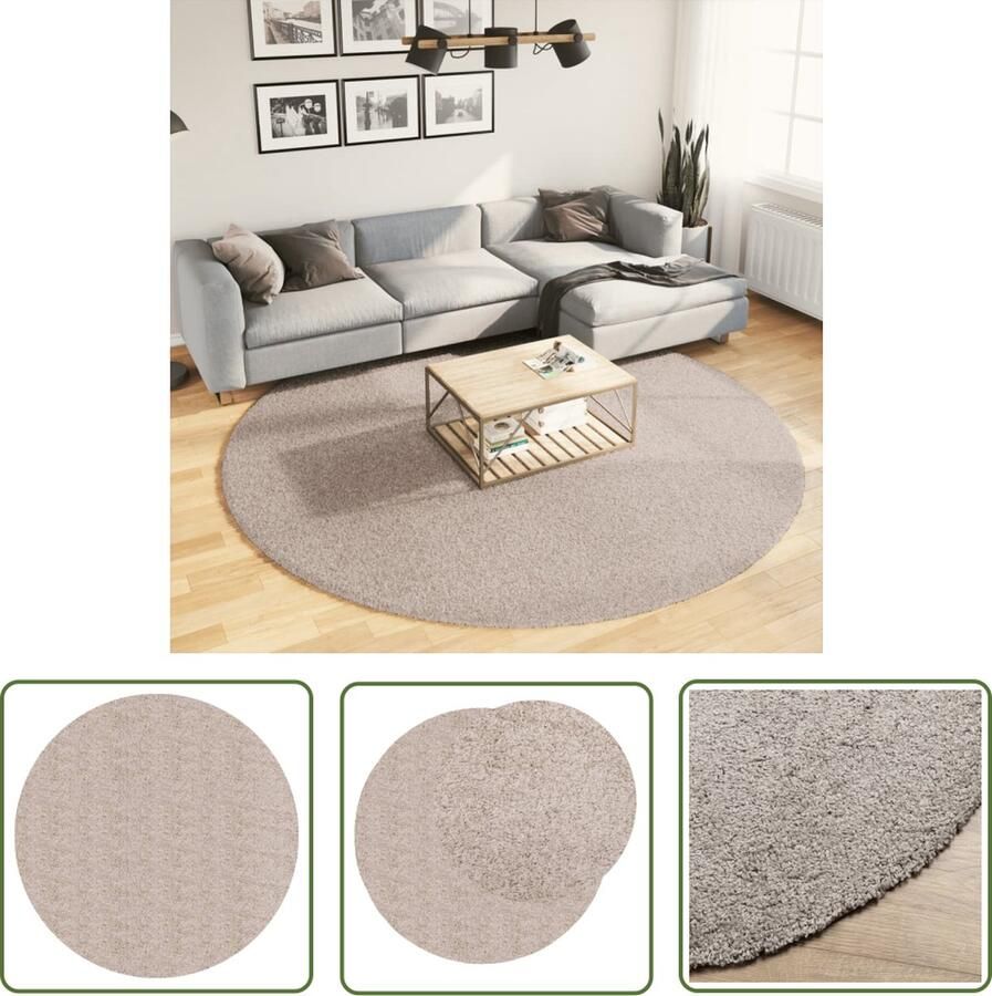 The Living Store PAMPLONA Shaggy vloerkleed 240 cm Beige 100% polypropeen 30 mm poolhoogte Shaggy Vloerkleed Beige Woonkamer Tapijt Living Room Rug Zacht Vloerkleed
