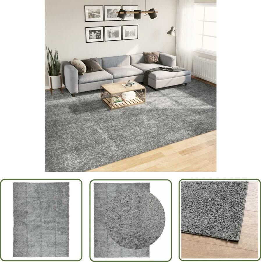 The Living Store Vloerkleed PAMPLONA shaggy hoogpolig modern 300x400 cm groen Shaggy Vloerkleed Groene Vloerkleed Groot Vloerkleed Livingroom Vloerkleed Slaapkamer