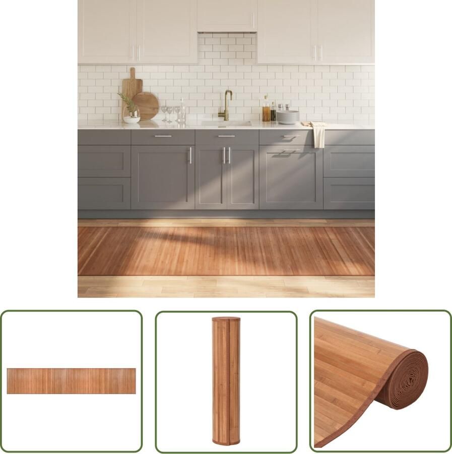 The Living Store Vloerkleed rechthoekig 100x500 cm bamboe naturel Bamboetapijt Vloerkleden Kamerdecoratie Natuurlijke Decoratie Modern Tapijt