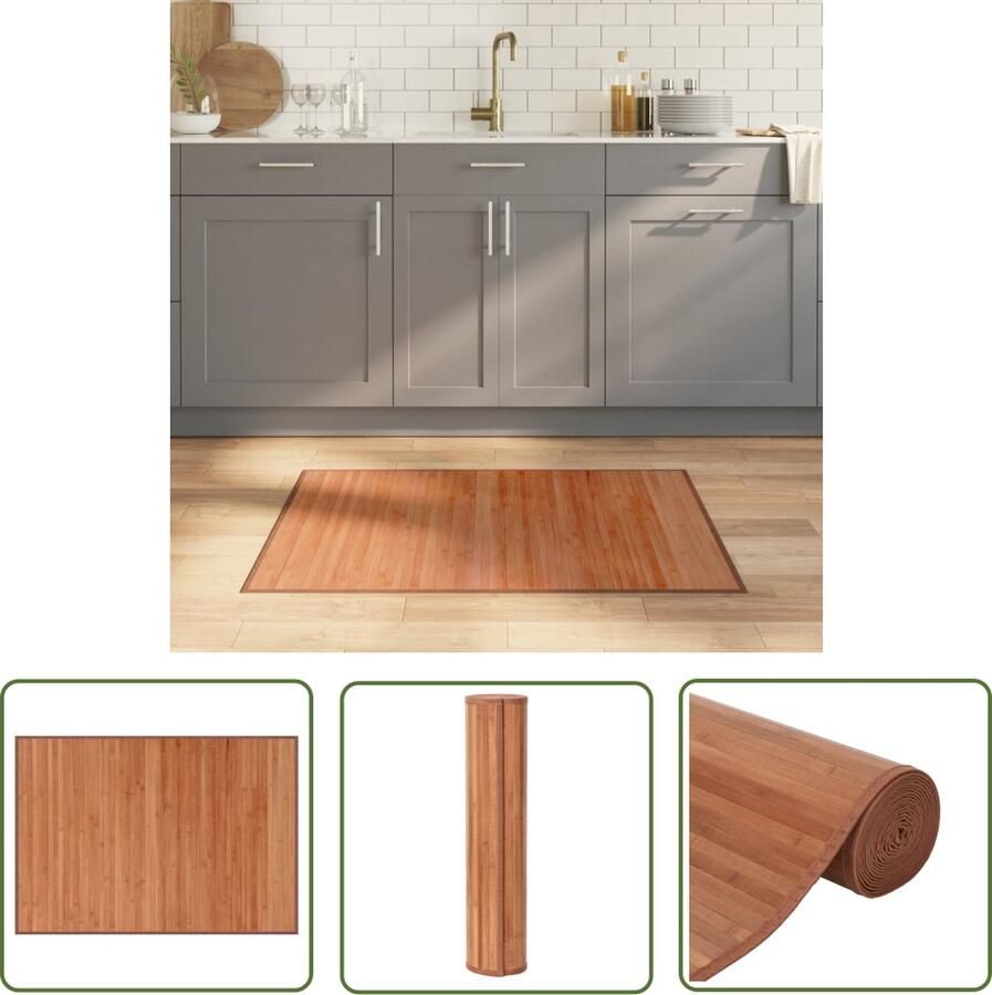 The Living Store Bamboe Tapijt 70 x 100 cm Duurzaam en Waterbestendig Bamboetapijt Vloerkleden Binnentapijt Kamerdecoratie Living Accessoires