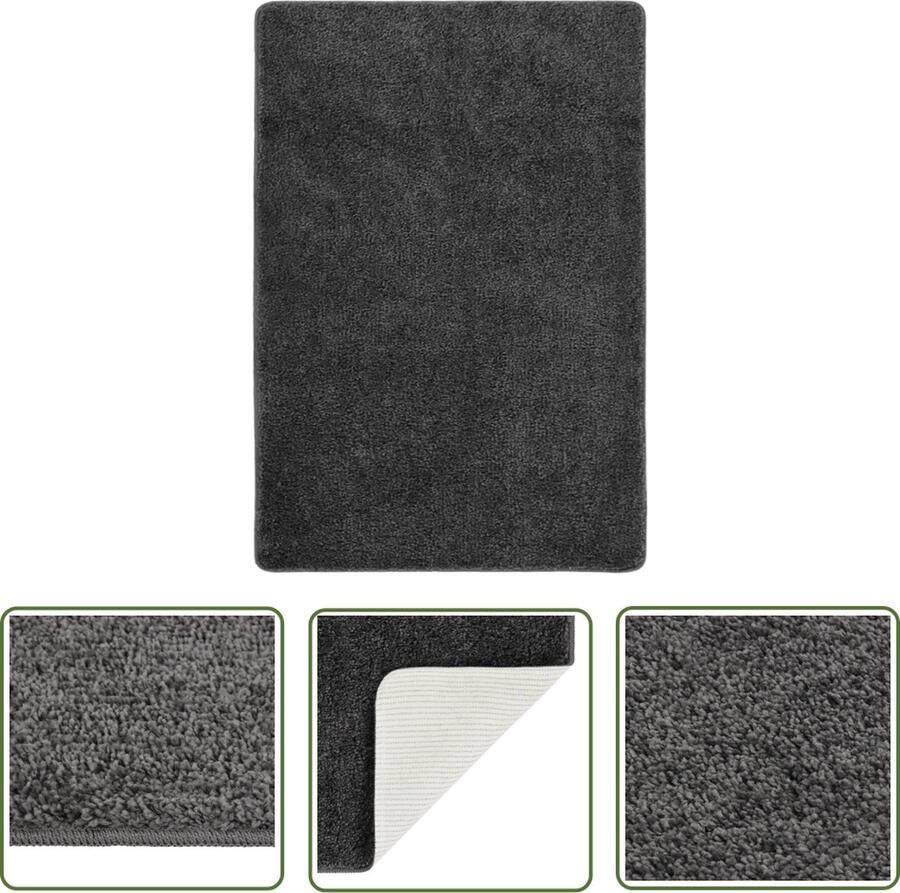 The Living Store Raggy Vloerkleed Donkergrijs 160 x 230 cm 100% PP 20 mm Vloerkleed Shag Carpet Donkere Grijze Vloerkleed PP Vloerkleed Anti Slip Vloerkleed