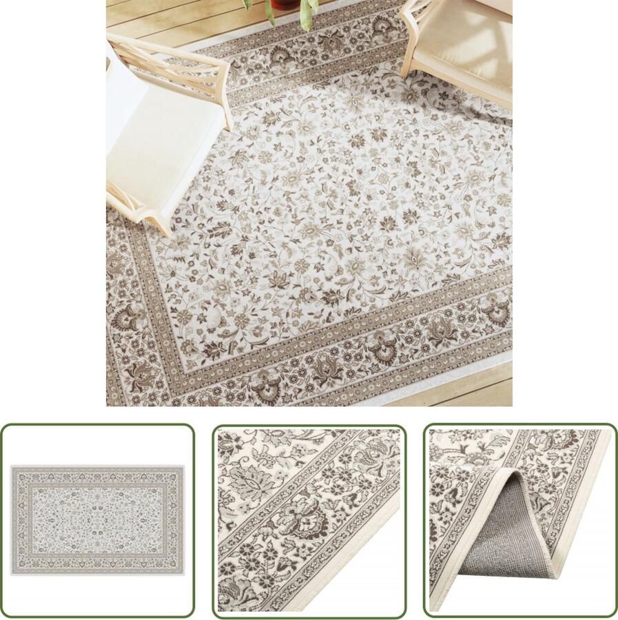 The Living Store Vloerkleed voor binnen buiten laagpolig 190x300 cm meerkleurig Vloerkleed Pauwprint Binnenkamer Buitenkamer Sorona Dupont