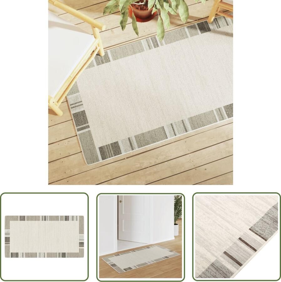 The Living Store Vloerkleed Binnen en buiten 80 x 150 cm Meerkleurig Sorona Dupont polyester Anti-slip Vloerkleed Interieur Design Buitentapijten Modern Vloerkleed Taupe Kleur