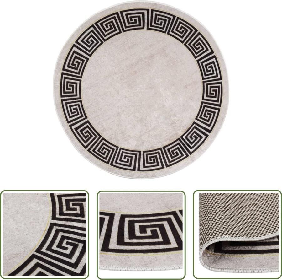 The Living Store Vloerkleed wasbaar anti-slip ø120 cm lichtbeige Vloerkleed Fluweel Vloerkleed Rond Vloerkleed Beige Vloerkleed Anti Slip Vloerkleed