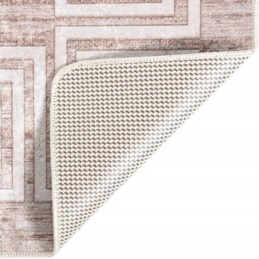 The Living Store Vloerkleed wasbaar anti-slip 120x170 cm beige Vloerkleed Tapijten Woonkamerdecoratie Fluweeltapijt Anti-slip Tapijt