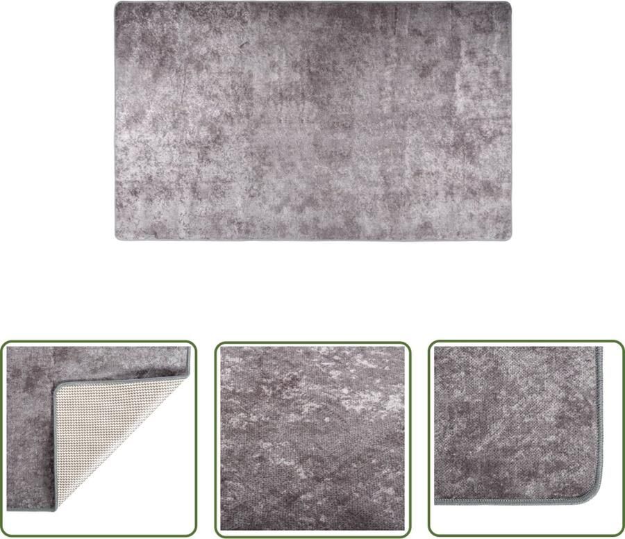 The Living Store Vloerkleed Grijs 120 x 170 cm Zacht fluweel Anti-slip Geluidsabsorberend Vloerkleed Grijze Vloerkleed Fluweel Vloerkleed Antislip Vloerkleed Geluidsreducerende Vloerkleed