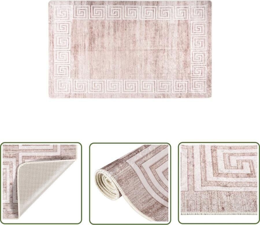 The Living Store Vloerkleed 150 x 230 cm Beige Fluweeloppervlak Anti-slip PVC-onderkant Vloerkleed Beige Vloerkleed Fluweel Vloerkleed Anti Slip Vloerkleed Groot Vloerkleed