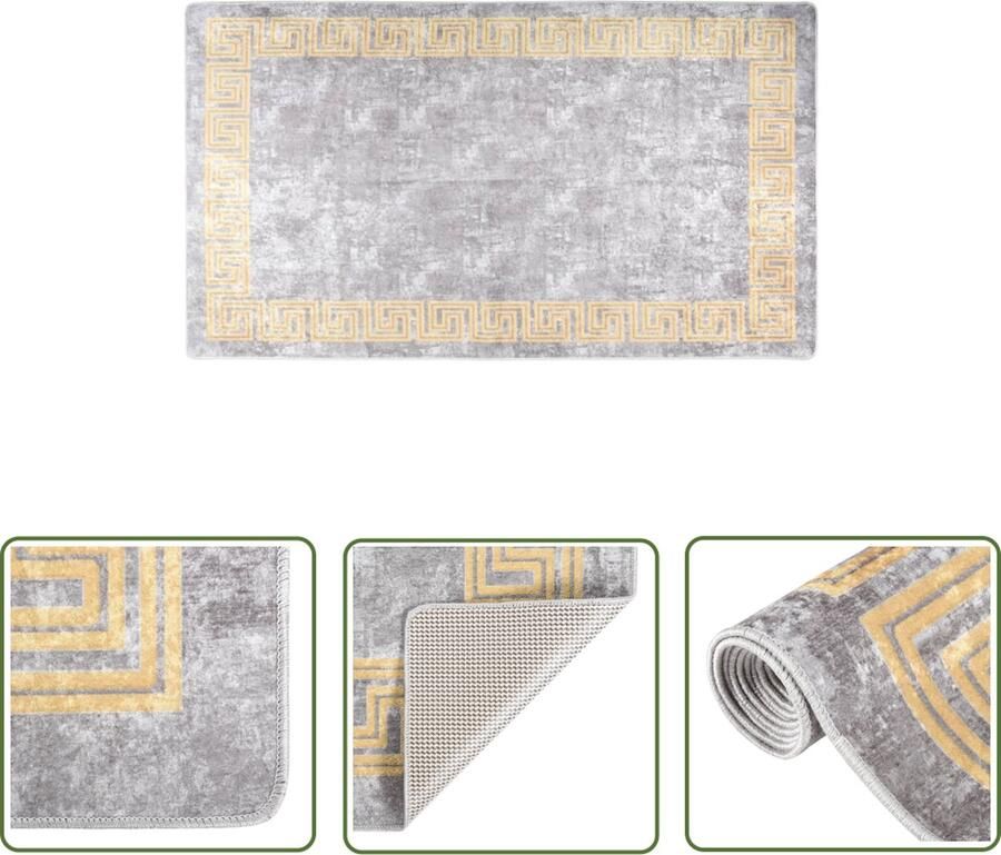 The Living Store Vloerkleed Karakteristiek Interieurdecoratie Afmetingen- 190 x 300 cm Kleur- Grijs Vloerkleed Vloerdekking Interieurdecoratie Grijs Vloerkleed Wollen Vloerkleed - Foto 2