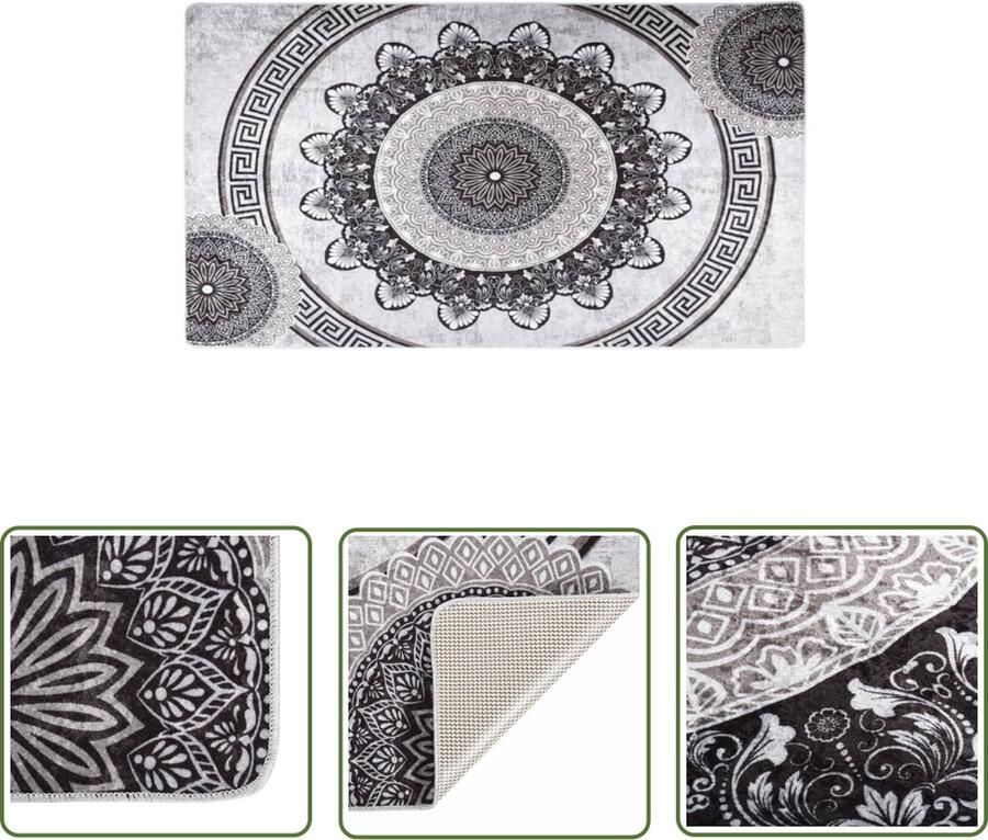 The Living Store Vloerkleed Meerkleurig 190 x 300 cm Fluweel Anti-slip Machinewasbaar Vloerkleed Tapijten Multicoloured Rug Pluche Vloerkleed Anti Slip Mat - Foto 2