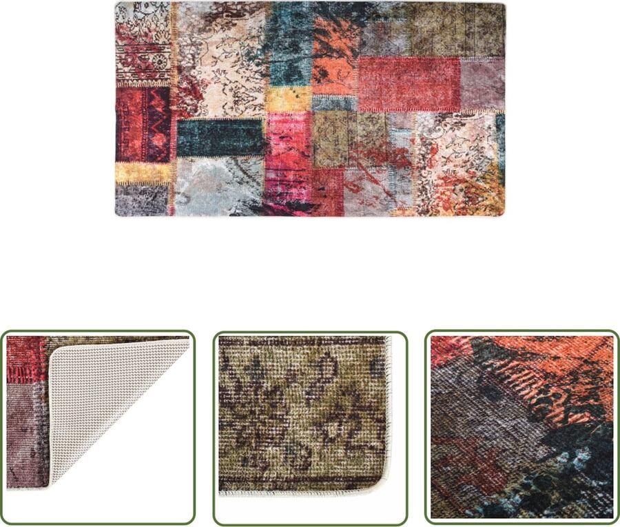 The Living Store Vloerkleed wasbaar anti-slip patchwork 190x300 cm meerkleurig Vloerkleed Multikleuren Vloerkleed Pluche Vloerkleed Groot Vloerkleed Warm Gevoel Vloerkleed - Foto 2