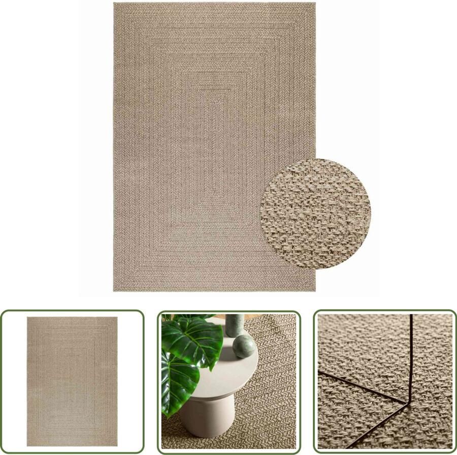 The Living Store Vloerkleed ZIZUR beige binnen en buiten 160x230 cm jute look Vloerkleed Outdoor Tapijt Tuintapijt Juten Look Beige Vloerkleed
