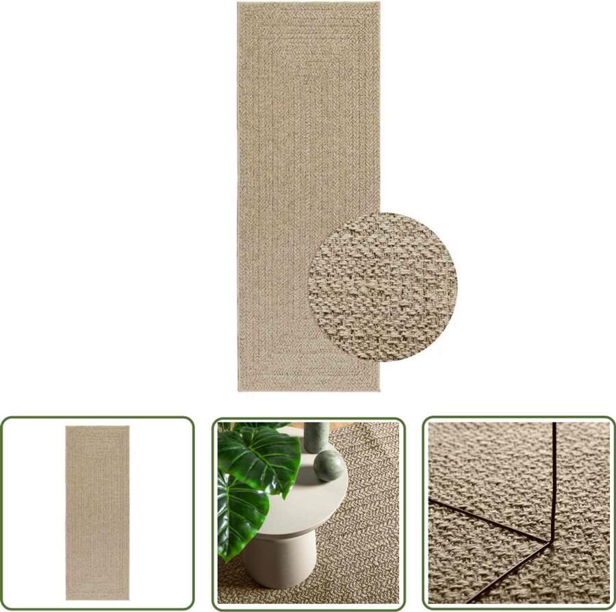 The Living Store Vloerkleed ZIZUR beige binnen en buiten 80x200 cm jute look Vloerkleed Jute Look Outdoor Tapijten Patio Tapijt Balkontapijt