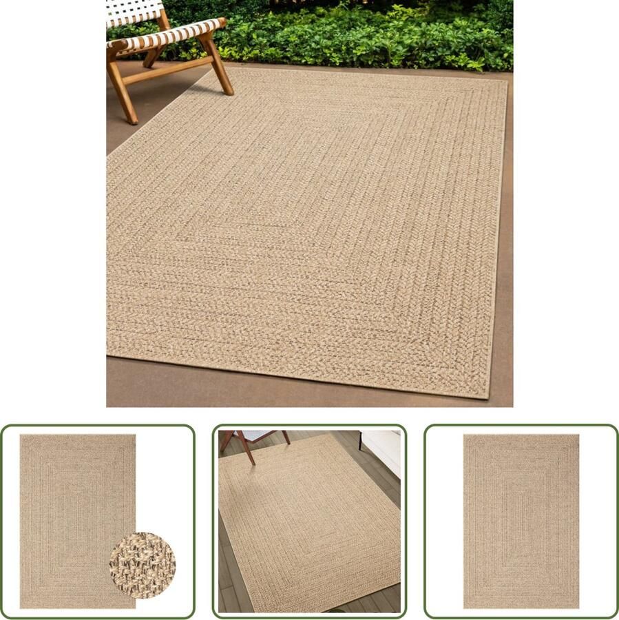 The Living Store Vloerkleed Outdoor 120 x 170 cm Zacht PP-materiaal Jute-look Veelzijdig gebruik Eenvoudig schoon te maken Vloerkleed Outdoor Jute Look Bruin Vloerkleed Patio Dekking Balkon Decoratie - Foto 2