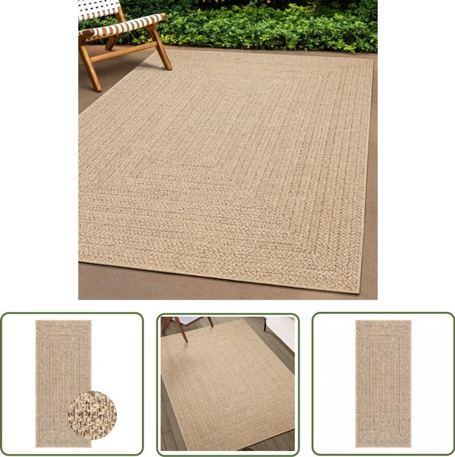 The Living Store Vloerkleed ZIZUR binnen en buiten 80x200 cm jute look Vloerkleed Bruin Outdoor Tapijten Juten Look Polypropyleen Vloerkleed Duurzame Vloerkleden