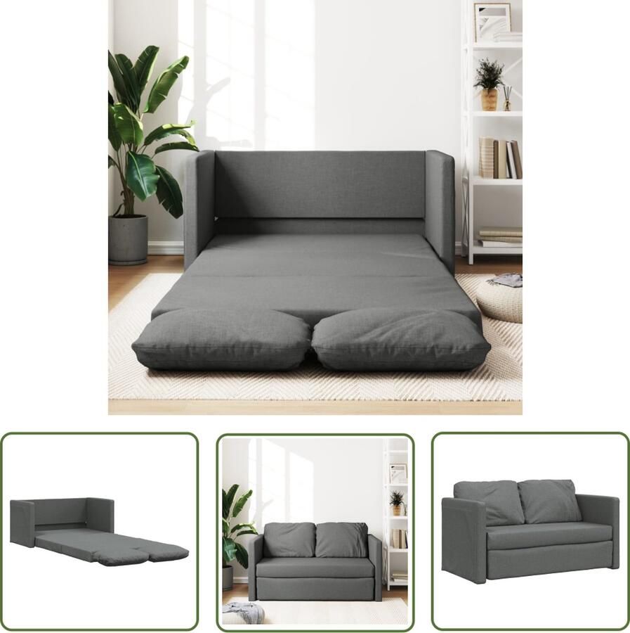 The Living Store Slaapbank vloermodel 2-in-1 112x174x55 cm stof donkergrijs Vloerslaapbank Slaapbank 2 Persoons Bed Lounge Sofa Multifunctionele Meubels - Foto 2