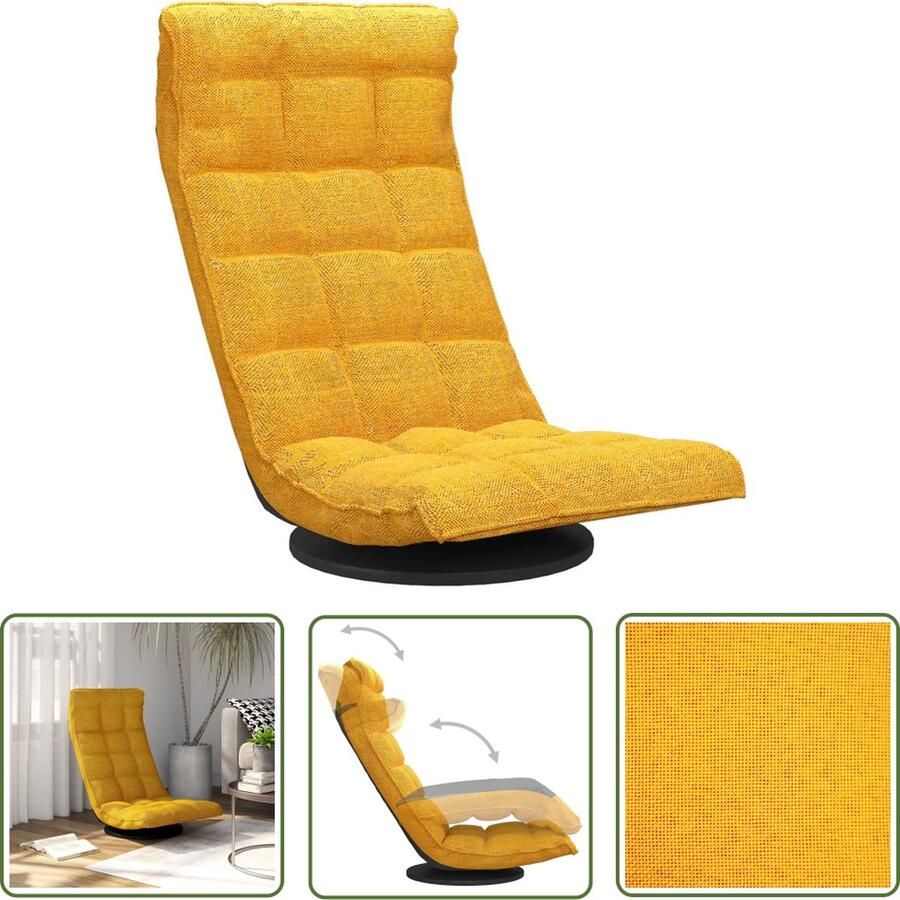 The Living Store Vloerstoel Stabiel en Duurzaam 90 x 54 x 80 cm Mosterdgeel