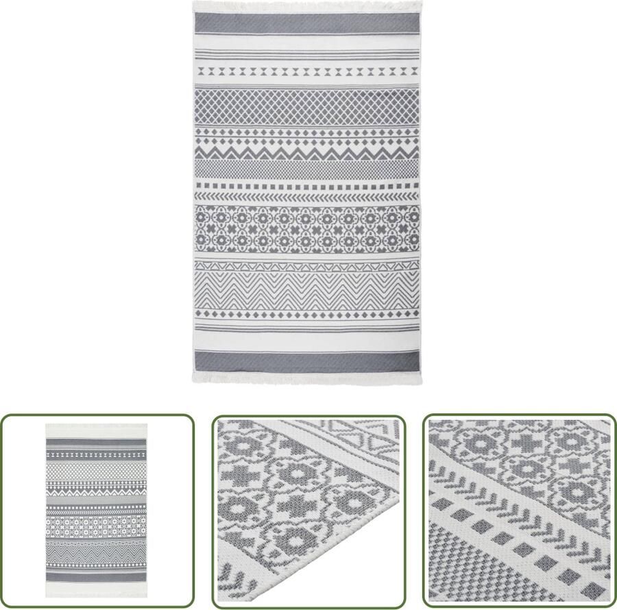 The Living Store Voerkleed Grijze en witte kleur 100% gerecycled katoen 120 x 180 cm Omkeerbaar