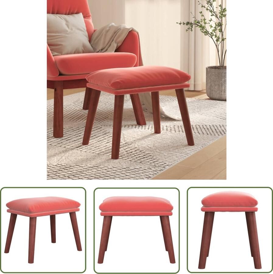 The Living Store Voetenbank roze fluweel 45 x 29.5 x 39 cm Voetbank Fluweel Stoffen Meubilair Roze Meubels Relaxstoel Bijzettafel