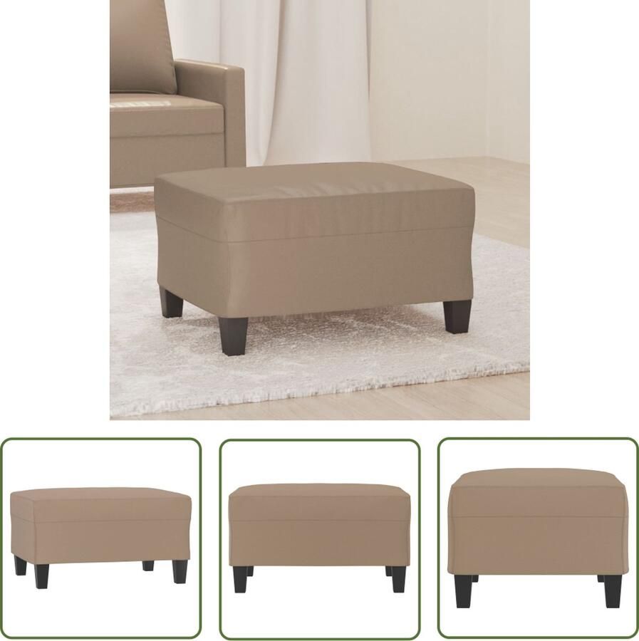 The Living Store Voetenbank Cappuccino 70 x 55 x 41 cm Duurzaam kunstleer Voetenbank Voetenbankje Relaxstoel Lounge Stoel Bruine Meubels