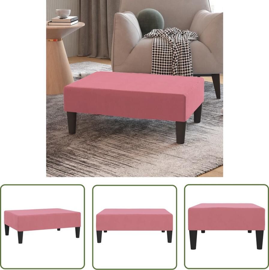 The Living Store Voetenbank Fluweel 78 x 56 x 32 cm Roze Voetbank Fluweel Bank Roze Bank Lounge Meubilair Relax Stoel