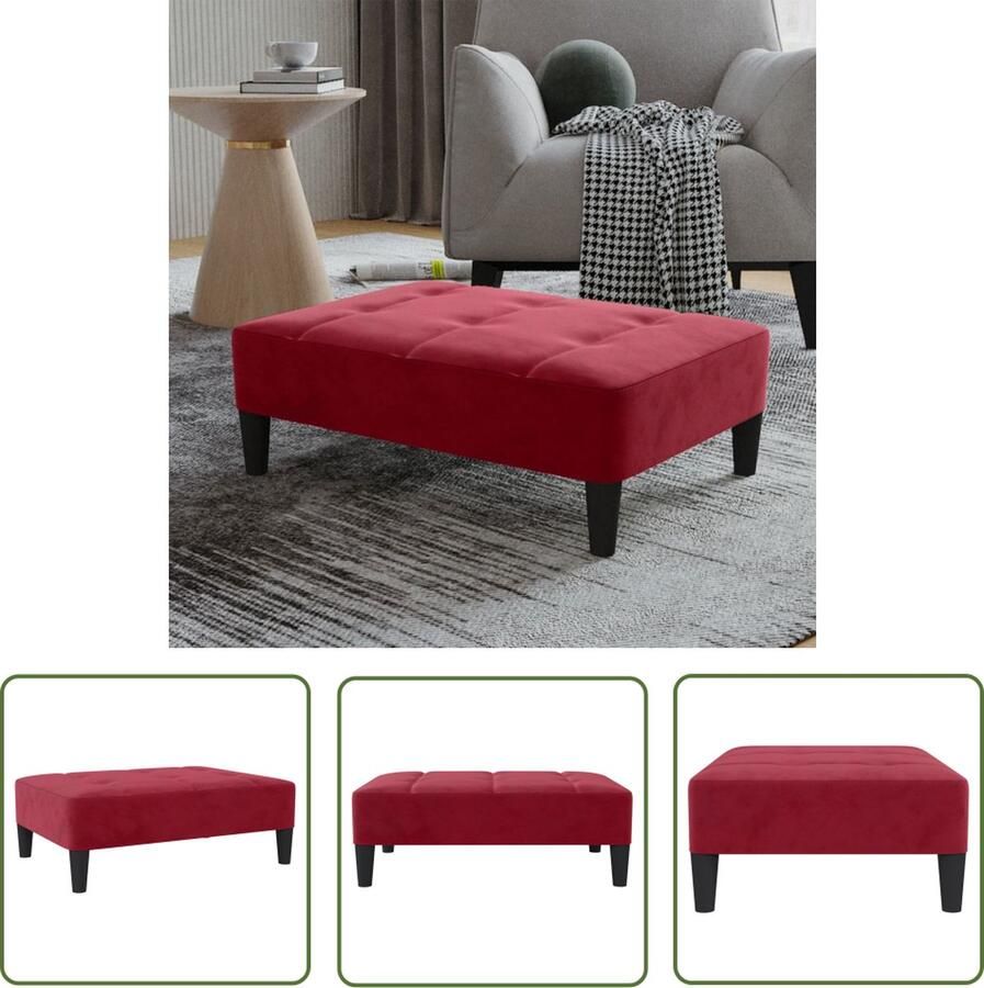 The Living Store Voetenbank Veelzijdige Zitplaats 78x56x32 cm Fluweel Wijnrood Voetbank Voetenbank Relaxstoel Lounge Stoel Zithoek