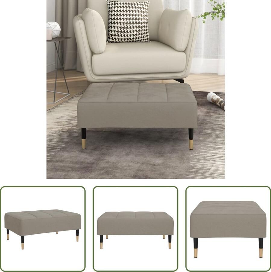 The Living Store Voetenbank 78x56x32 cm Lichtgrijs Fluweel