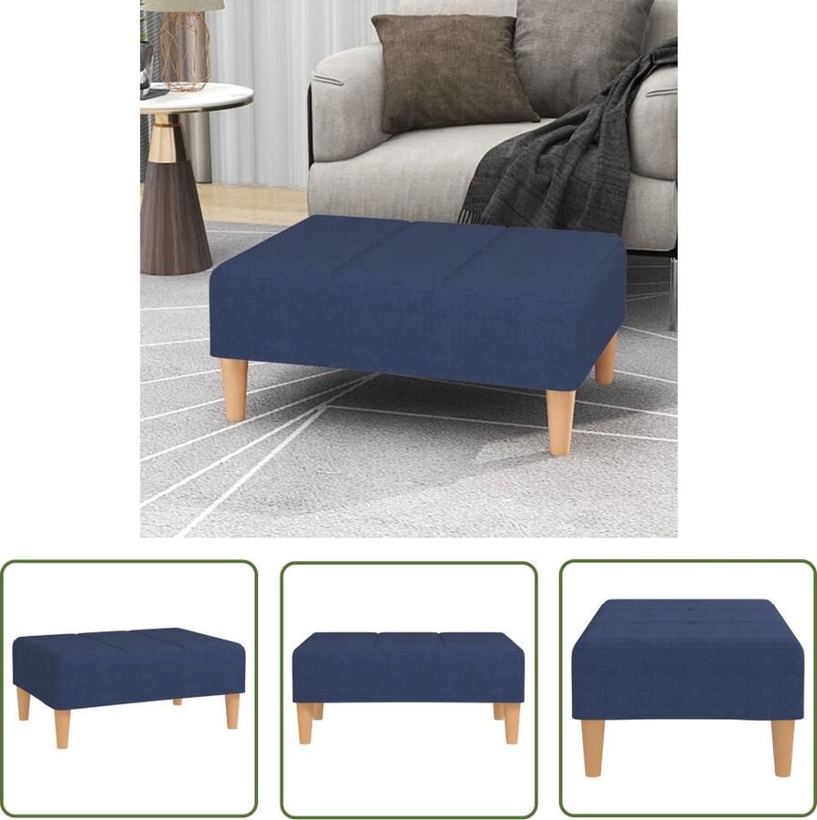 The Living Store Voetenbank Blauw 78 x 56 x 32 cm Stof Kunststof Multiplex