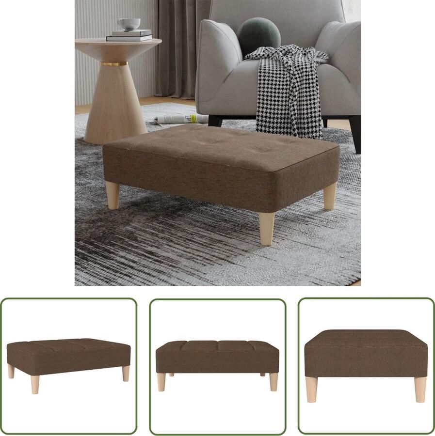 The Living Store Voetenbank Bruin 78 x 56 x 32 cm Stof Kunststof Multiplex - Foto 2