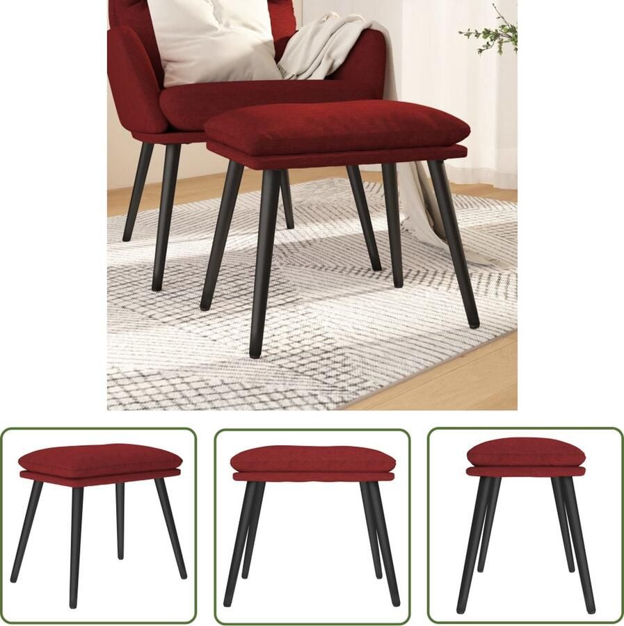 The Living Store Voetenbank Comfort Meubelen 45 x 29.5 x 35 cm Wijnrood