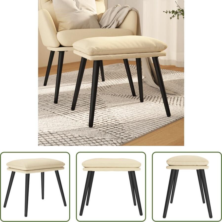 The Living Store Voetenbank Crème 45 x 29.5 x 35 cm Modern en stabiel