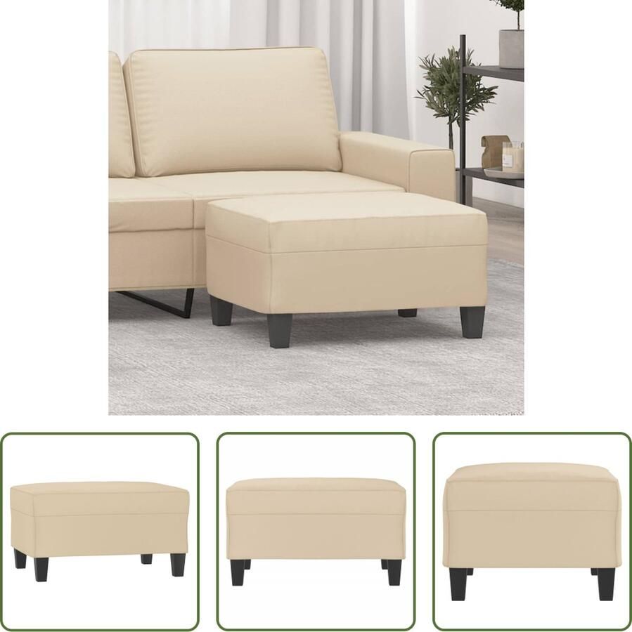 VidaXL The Living Store Voetenbank Crème 70 x 55 x 41 cm Duurzame microvezel