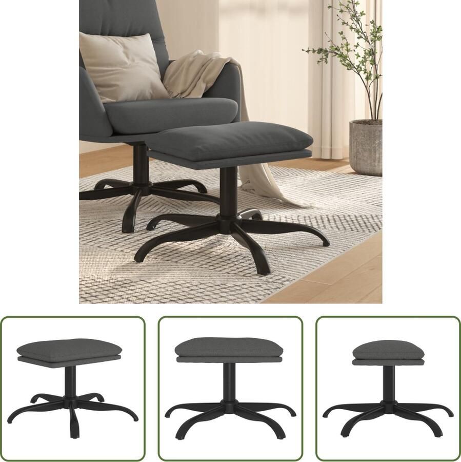 The Living Store Voetenbank Donkergrijs 60 x 60 x 36 cm Schuim vulling Metaal en multiplex Montage vereist