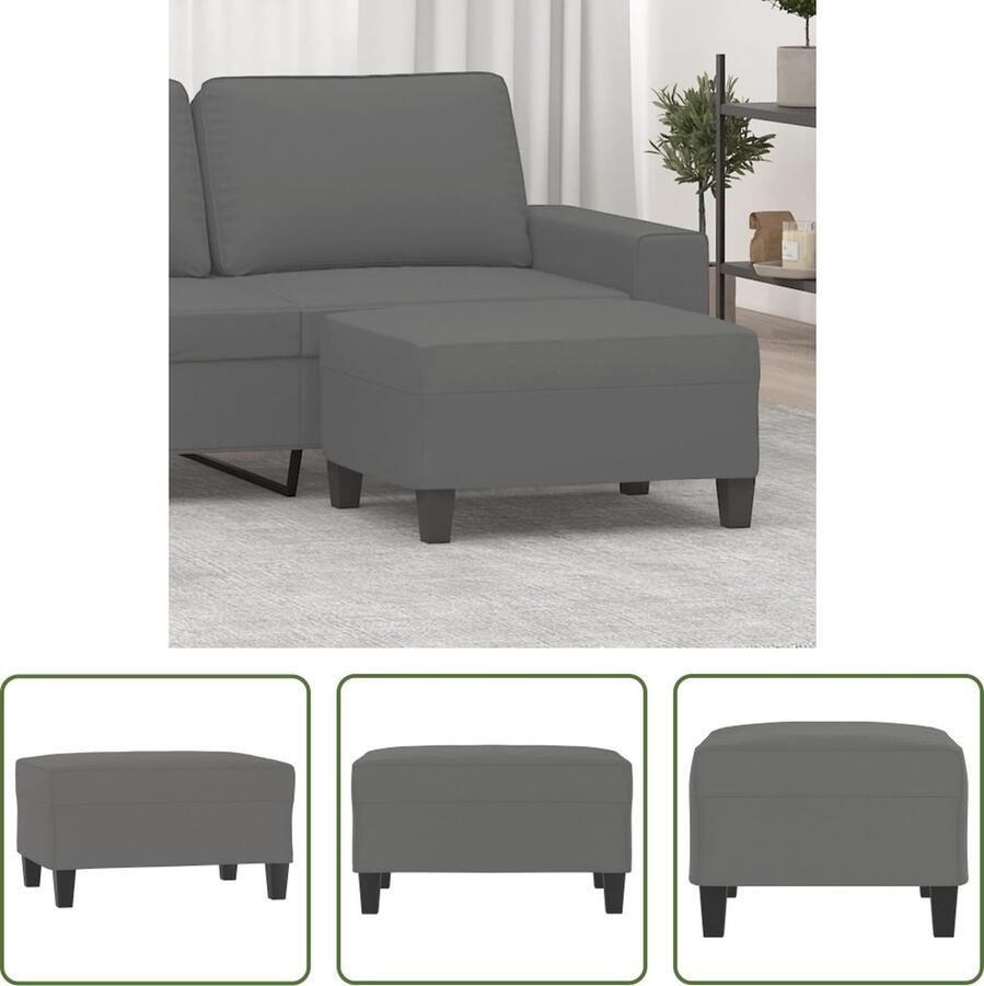 The Living Store Voetenbank Donkergrijs 70 x 55 x 41 cm Duurzame microvezel Voetenbank Grijs Relaxstoel Lounge Stoel Bijzettafel