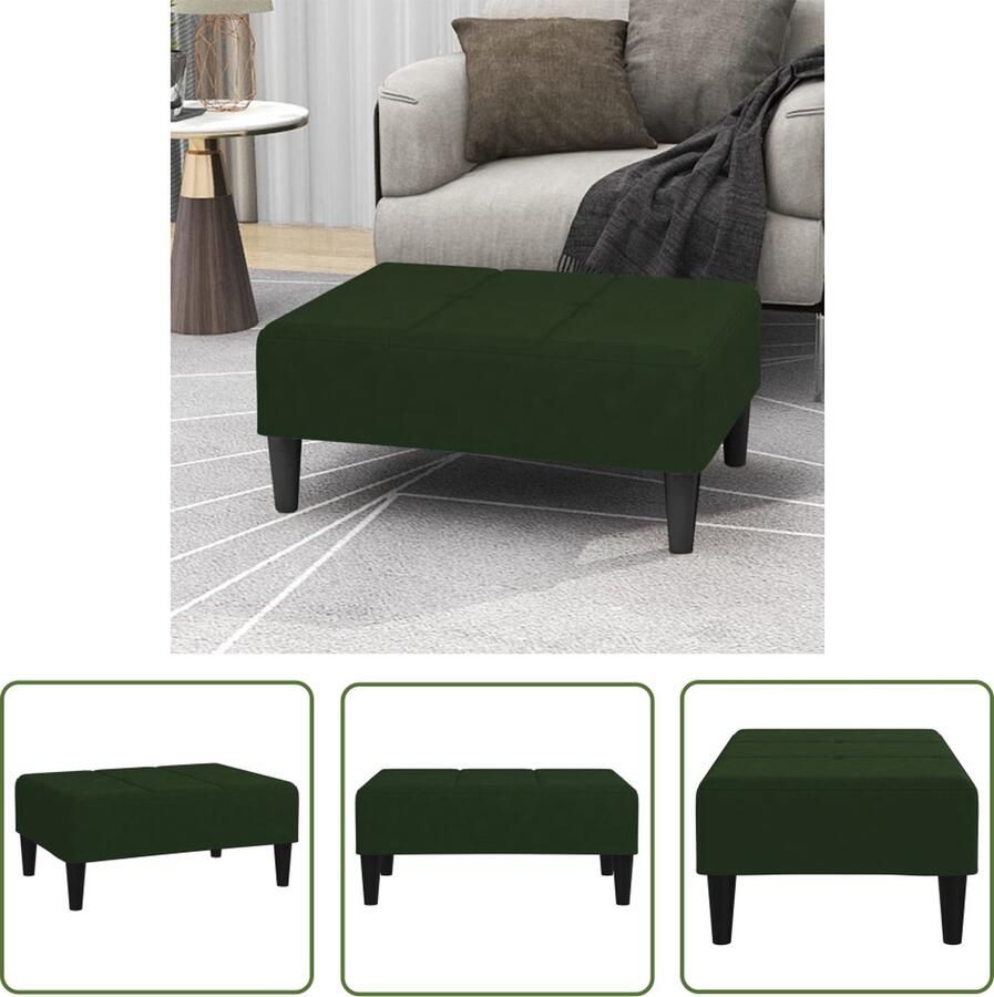 The Living Store Voetenbank Donkergroen Fluweel 78 x 56 x 32 cm Montage vereist