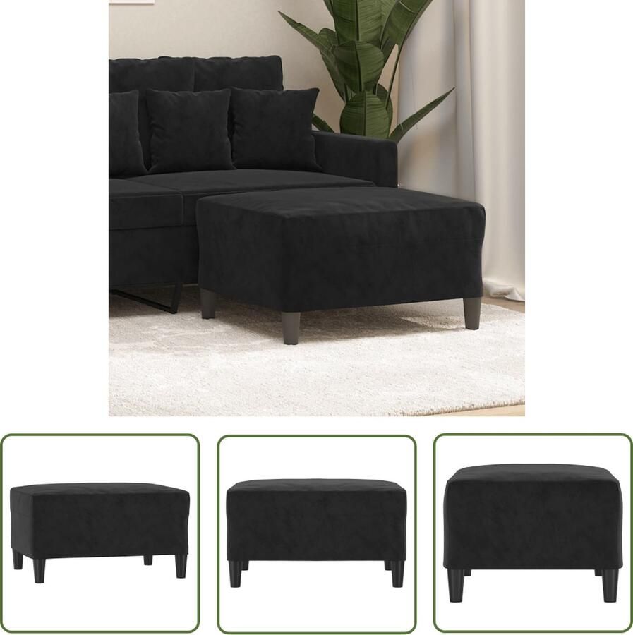 The Living Store Voetenbank fluweel 70x55x41 cm zwart