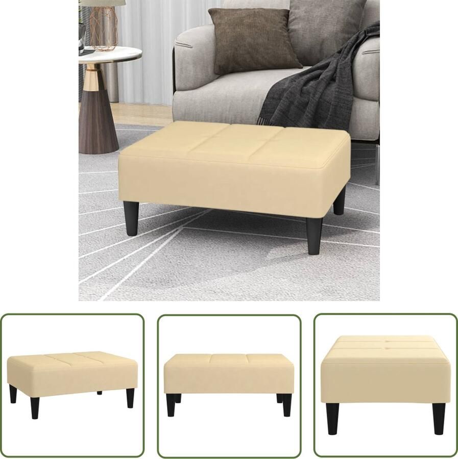 The Living Store Voetenbank Fluweel 78x56x32 cm Crème