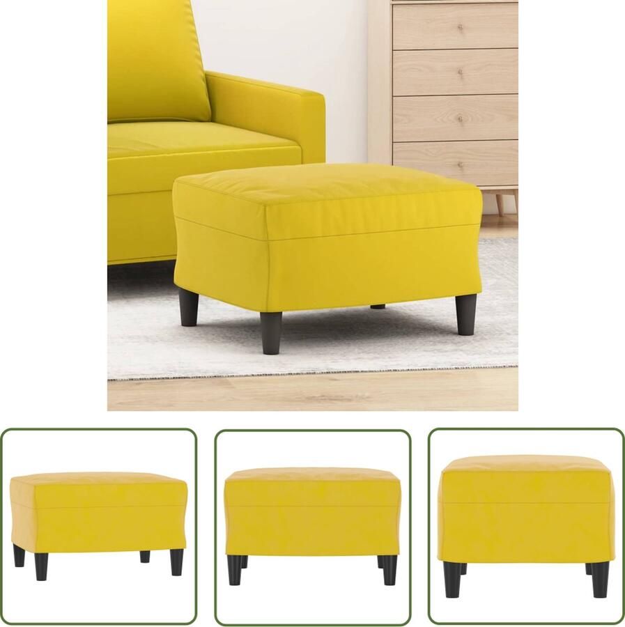 The Living Store Voetenbank Fluweel Geel 60 x 50 x 41 cm Stabiel en Comfortabel