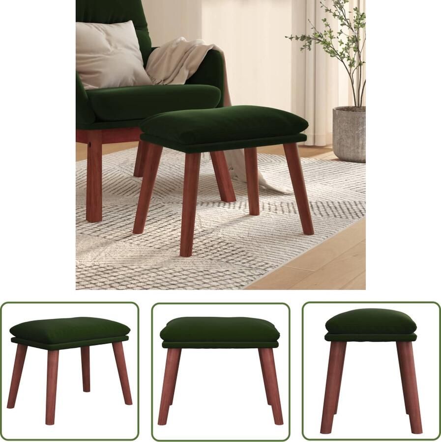 The Living Store Voetenbank Groen Fluweel 45x29.5x35 cm Multifunctioneel