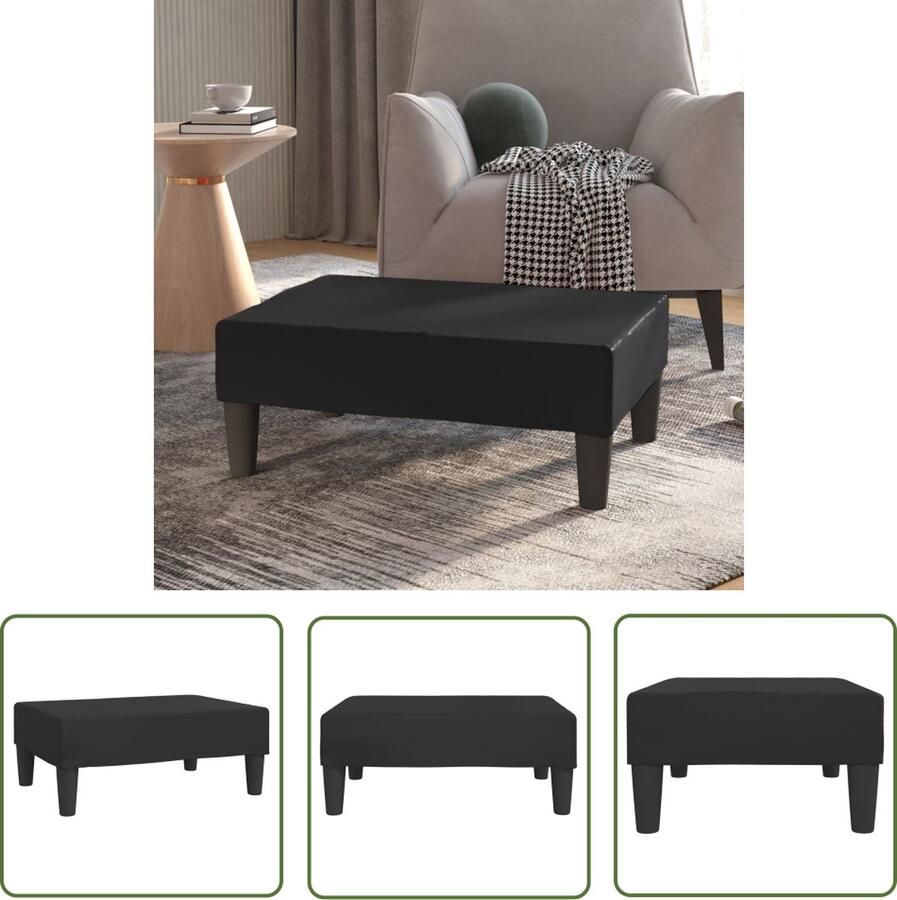 The Living Store Voetenbank Kunstleer Zwart 78x56x32 cm